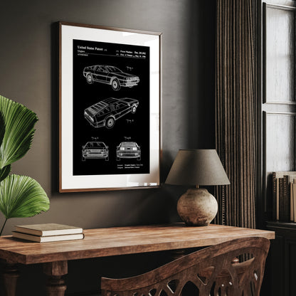 DeLorean Back To The Future Car 1986 Patent Print - Magic Posters