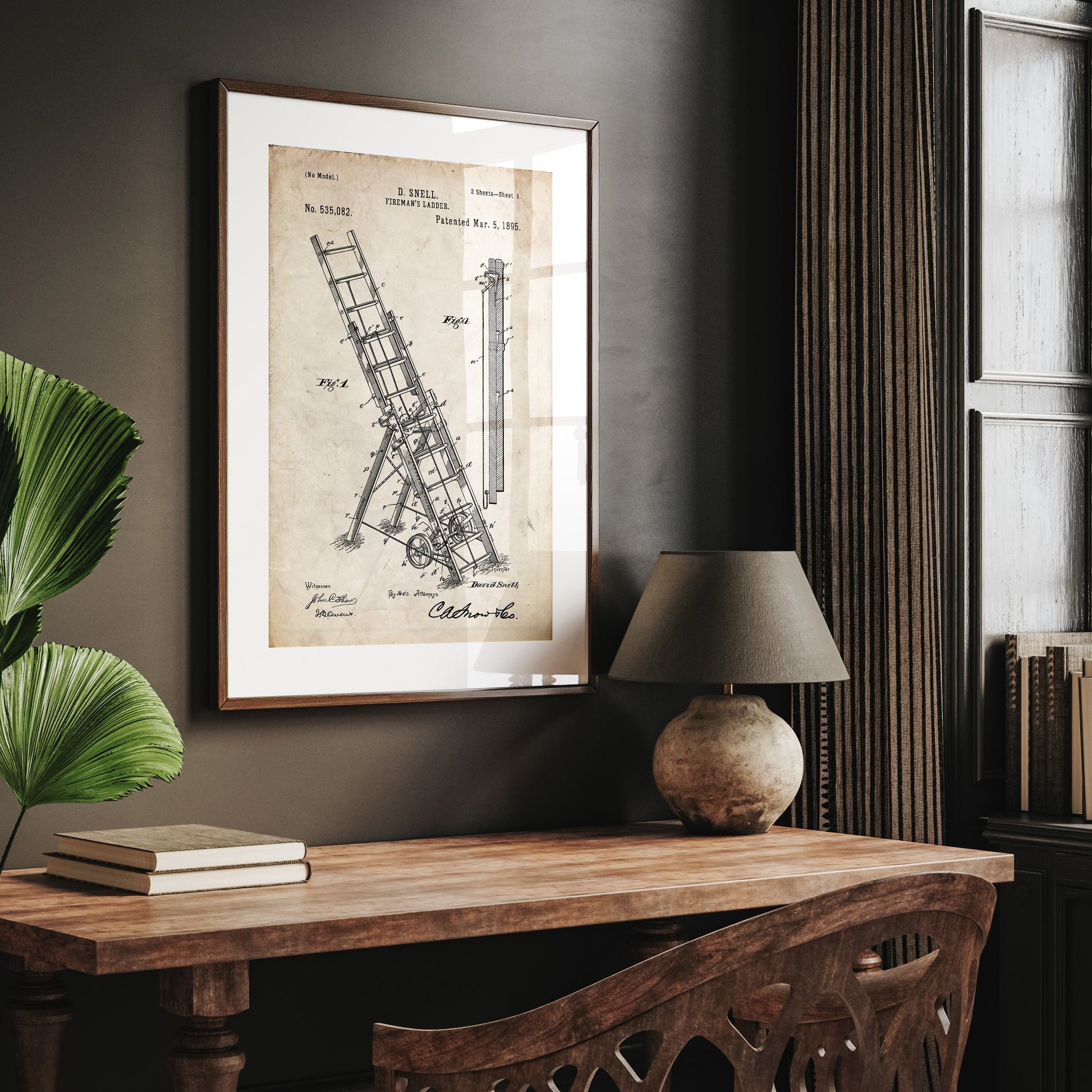 Fireman's Ladder 1895 Patent Print - Magic Posters