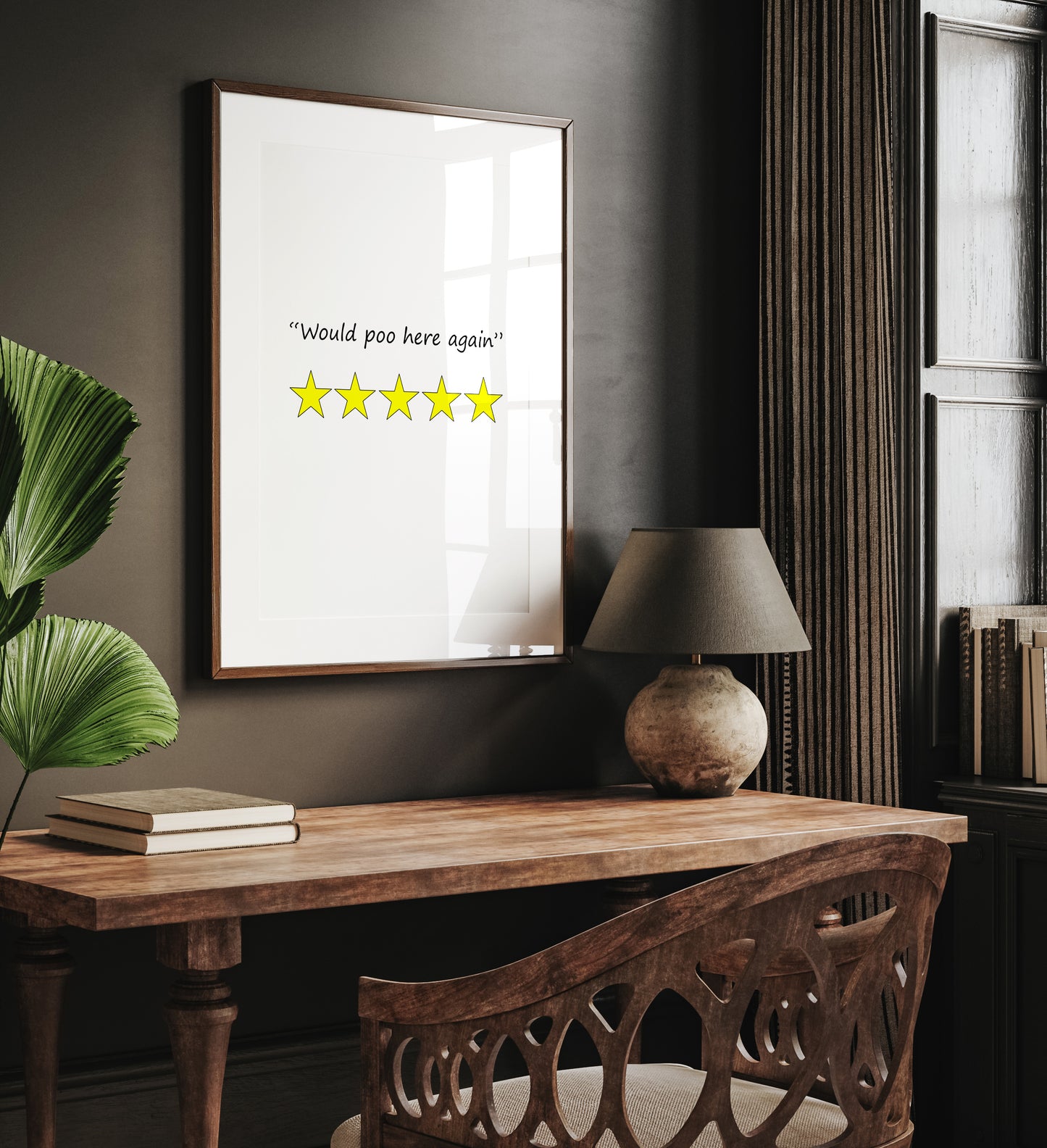 Would Poo Here Again 5 Stars Funny Toilet Review Print - Magic Posters