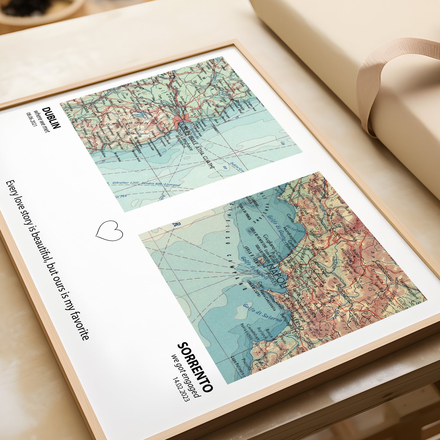 Custom Map Print 2 Locations - Magic Posters