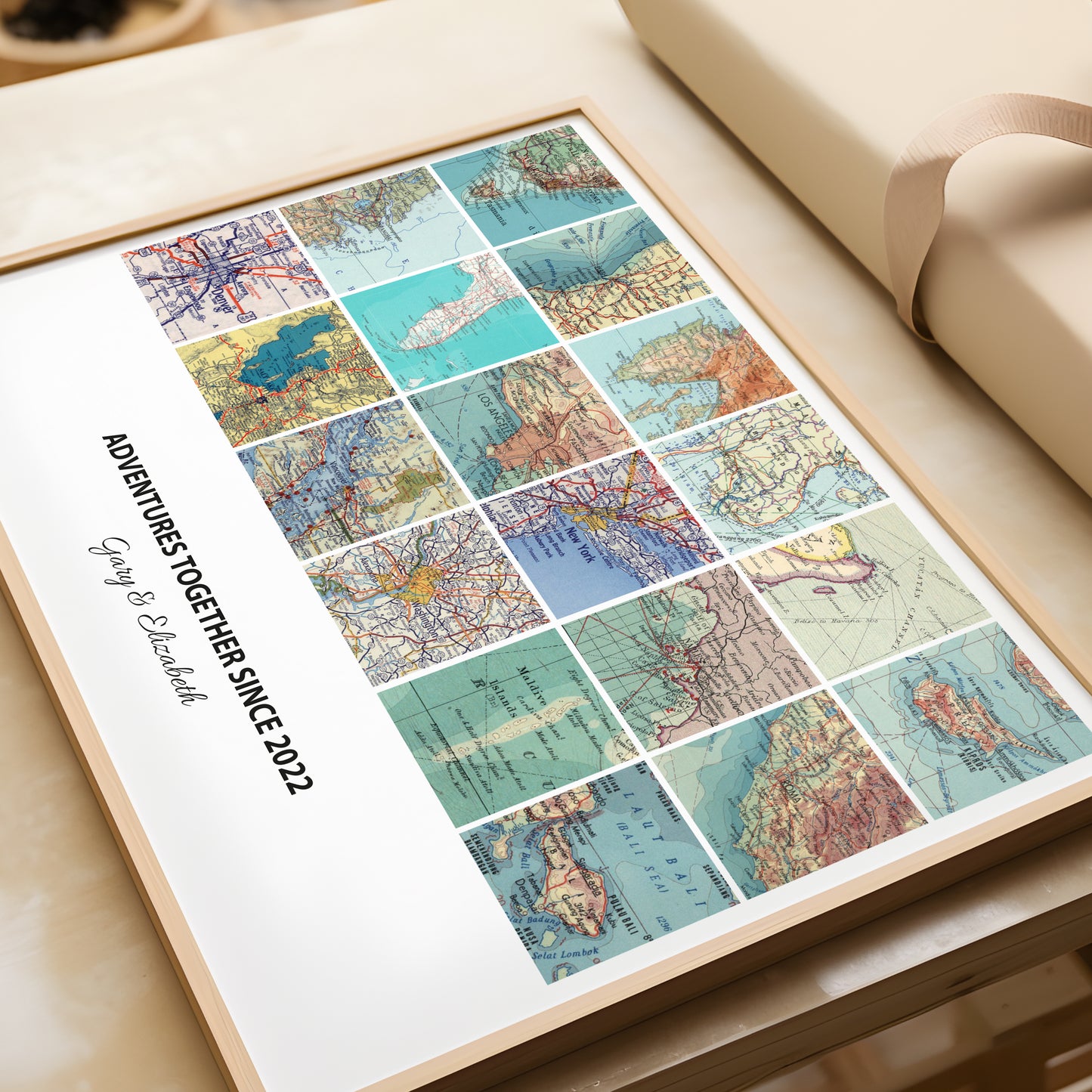 Personalised Travel Map Print (Landscape Square Modern) - Magic Posters