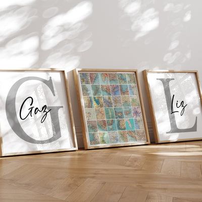 Personalised Travel Map Set Of 3 Prints (Square) - Magic Posters