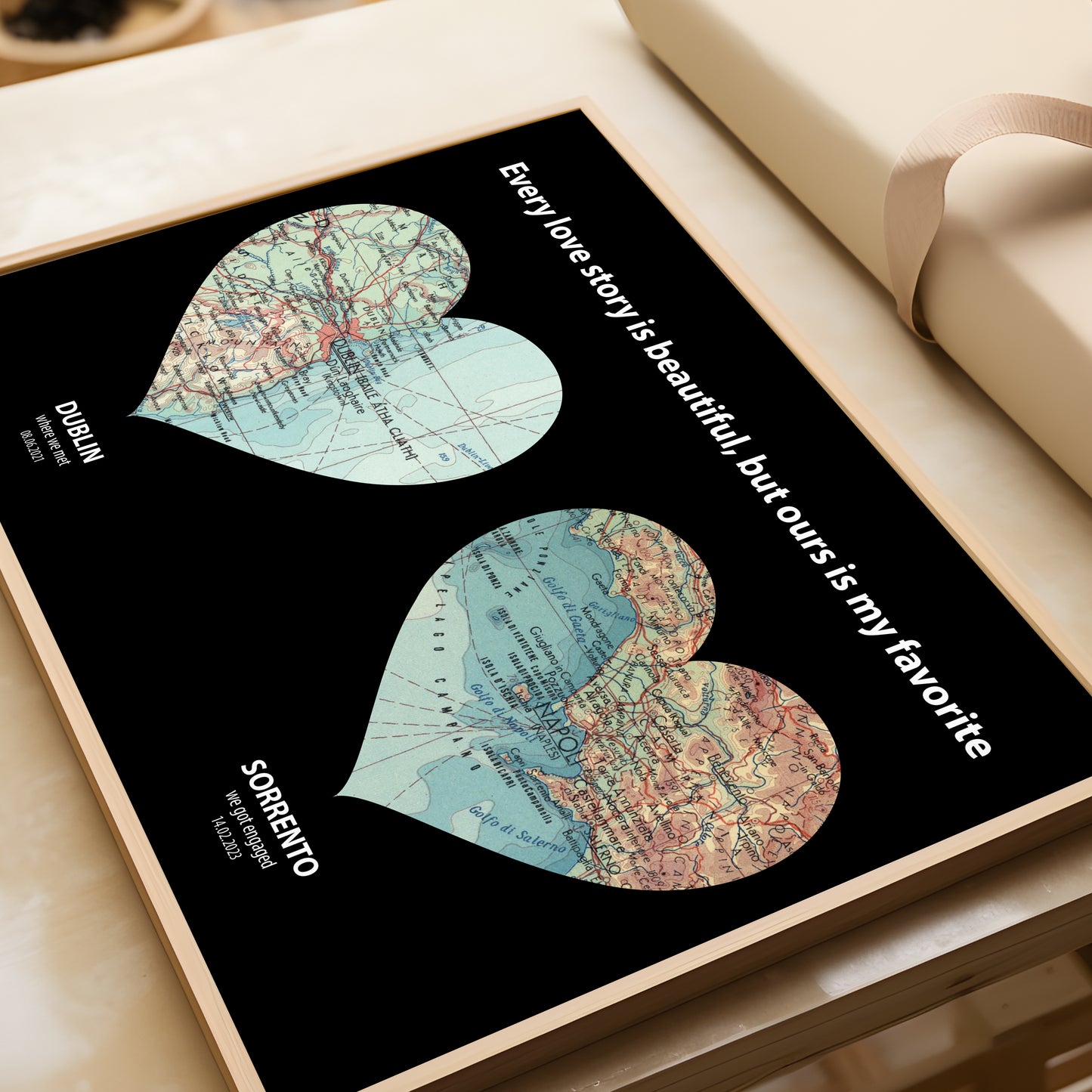 Personalised Heart Map Print - Magic Posters