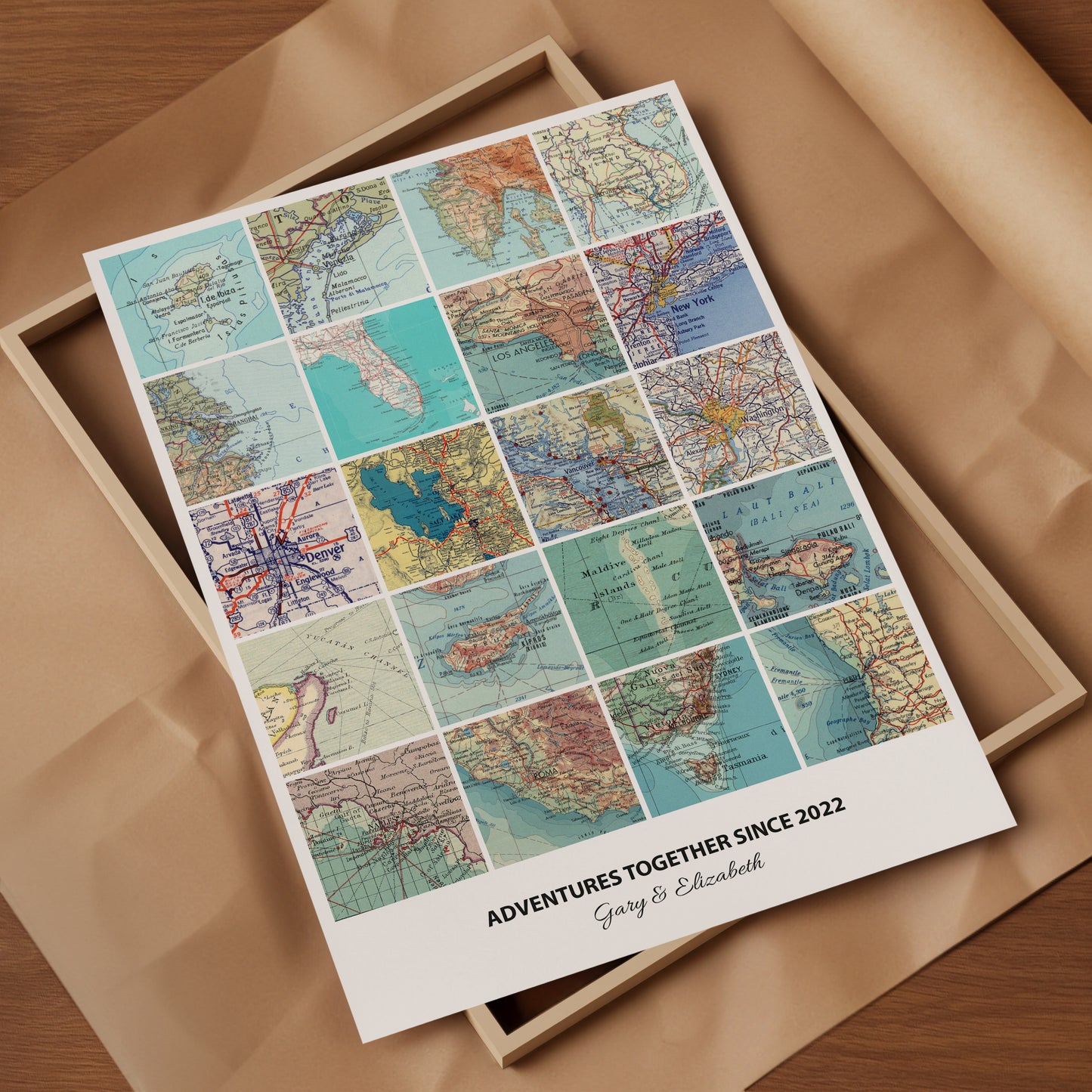 Personalised Travel Map Print (Square Modern) - Magic Posters