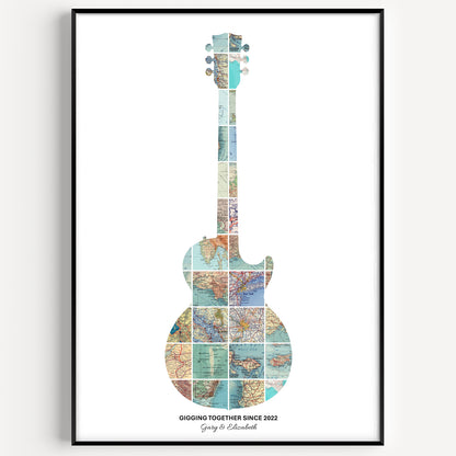 Personalised Music Concert Map Print (Guitar)