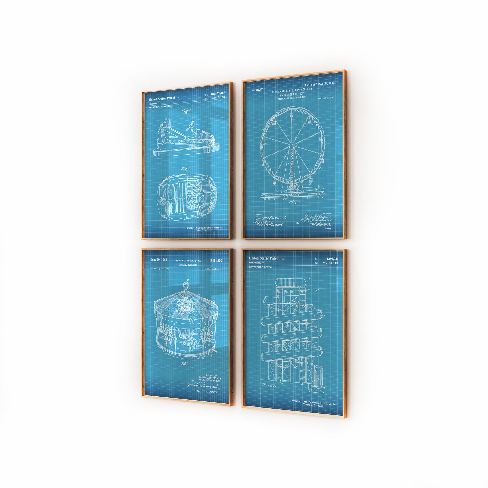 Funfair Set Of 4 Patent Prints - Magic Posters