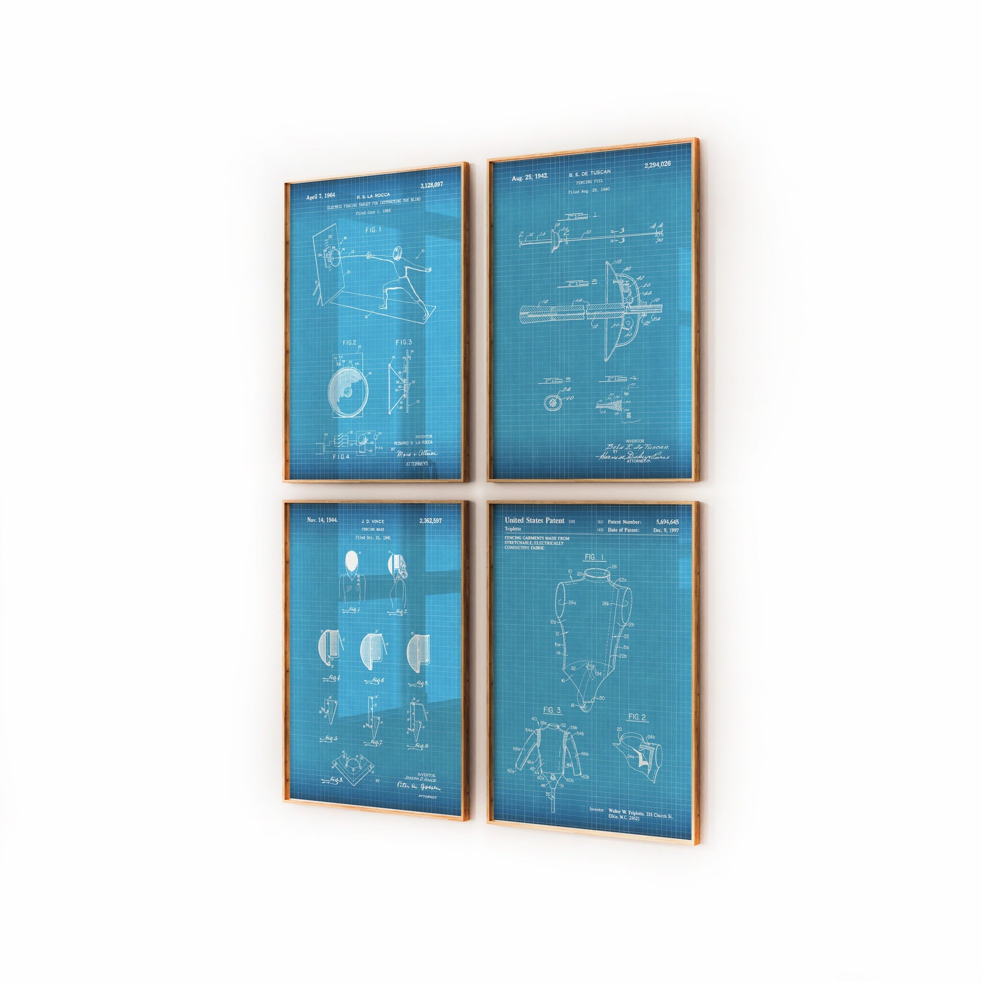 Fencing Set Of 4 Patent Prints - Magic Posters