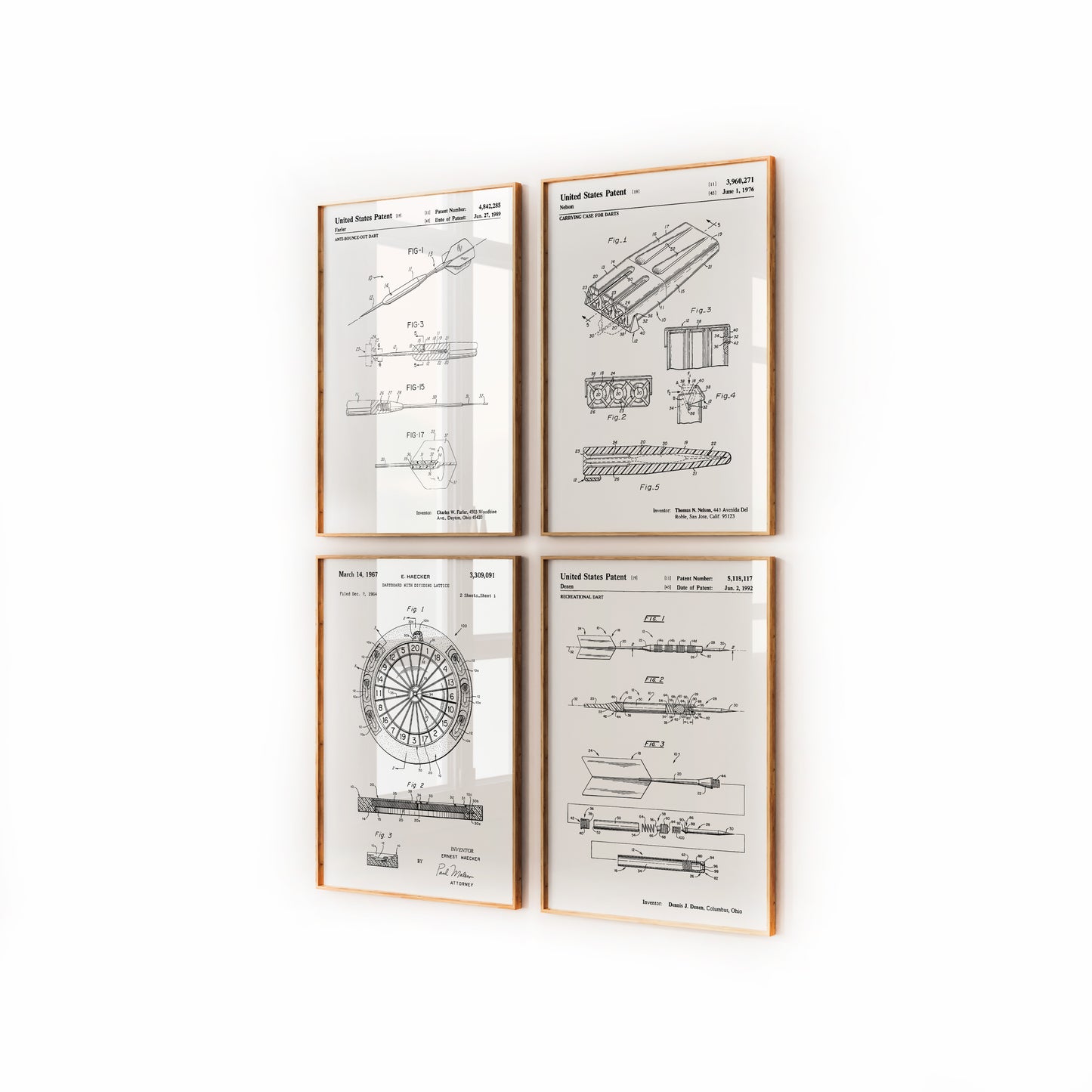 Darts Set Of 4 Patent Prints - Magic Posters