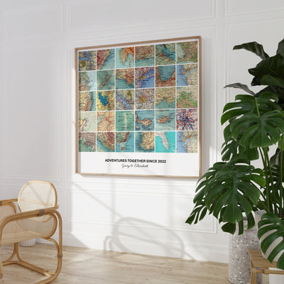 Personalised Travel Map Print (Square) - Magic Posters