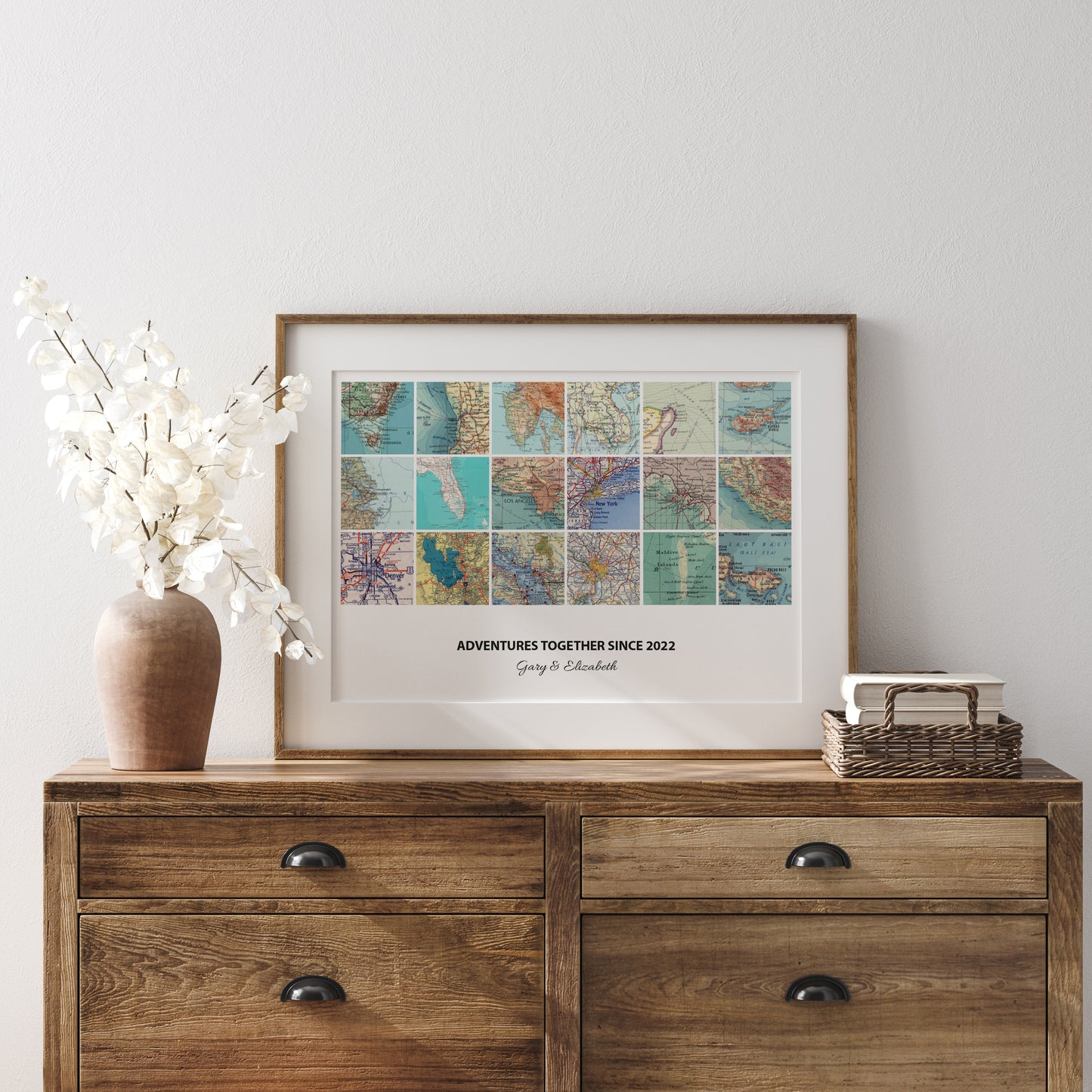 Personalised Travel Map Print (Landscape Square Modern) - Magic Posters