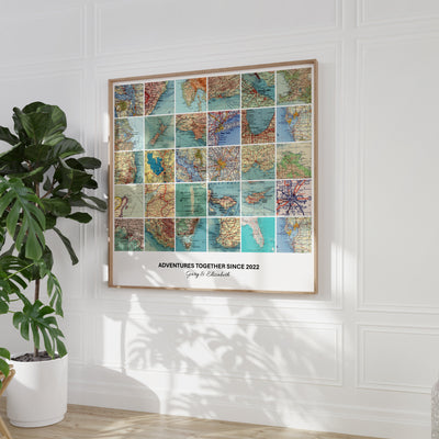 Personalised Travel Map Print (Square) - Magic Posters