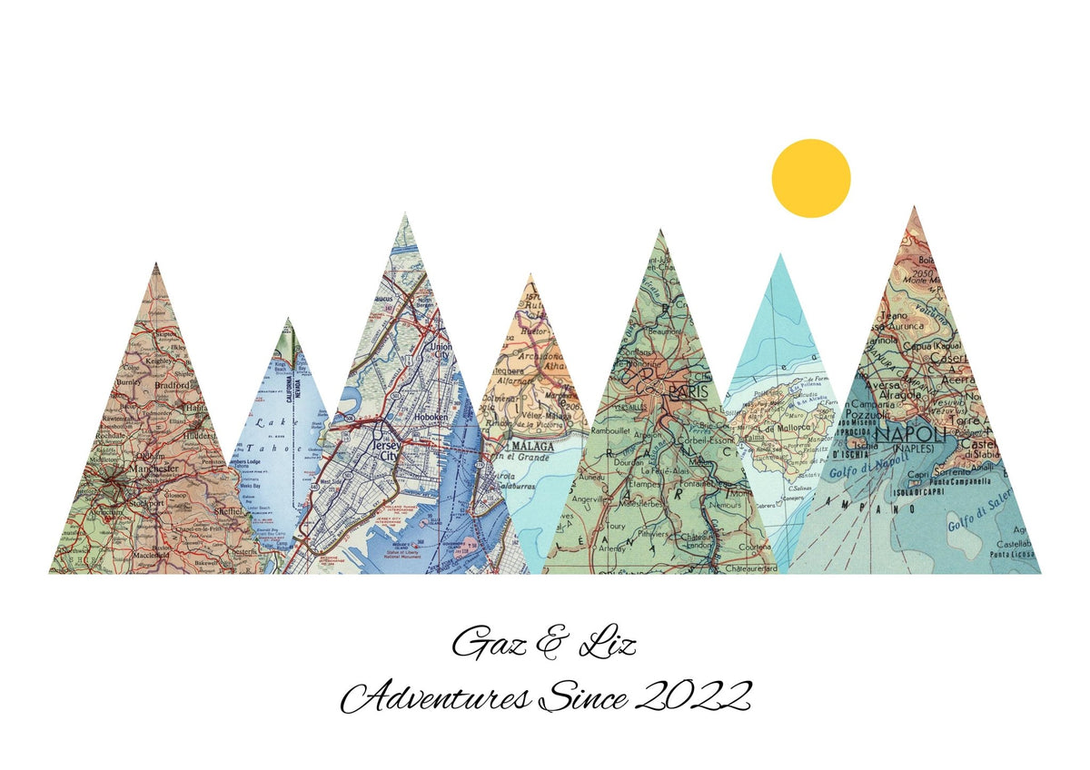 Personalised Travel Map Mountain Print