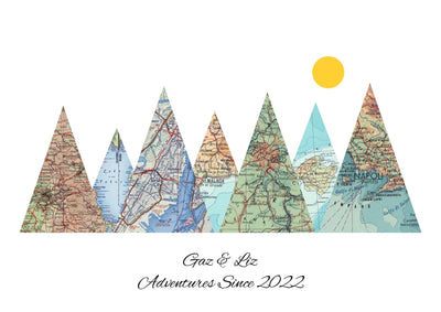 Personalised Travel Map Mountain Print
