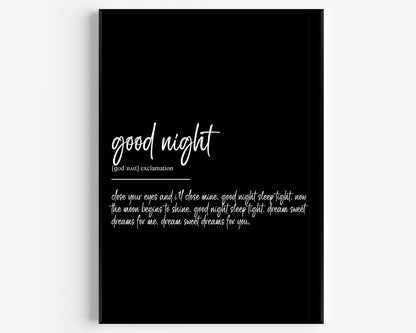 Good Night Definition Print - Magic Posters