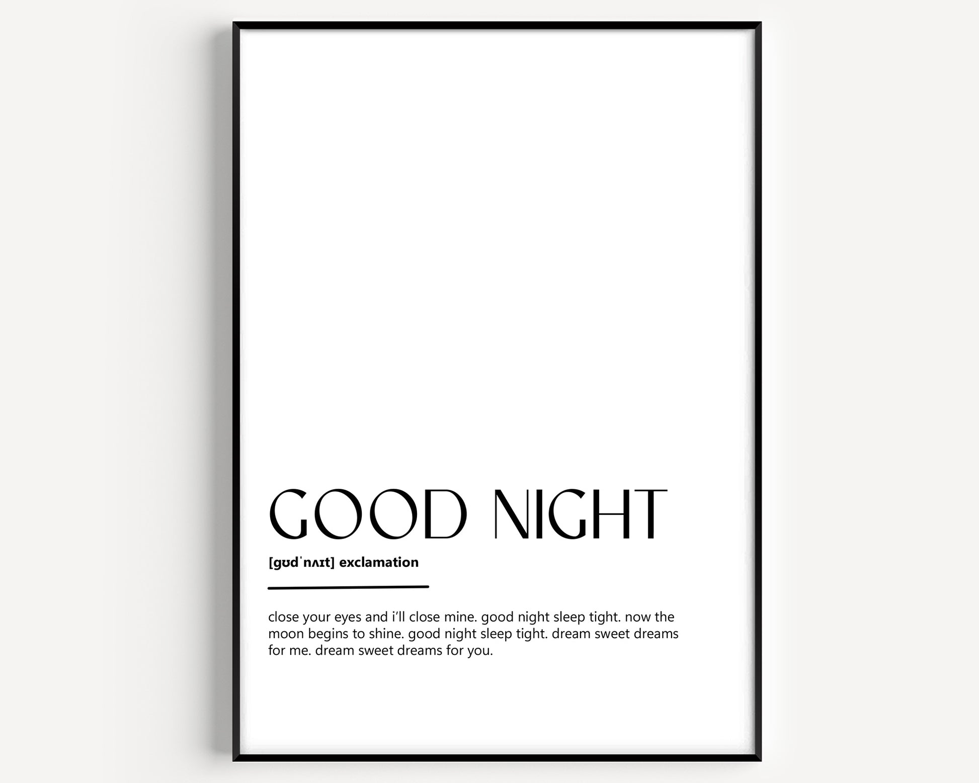 Good Night Definition Print - Magic Posters