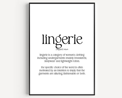 Lingerie Definition Print - Magic Posters