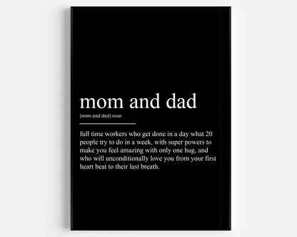 Mom And Dad Definition Print - Magic Posters