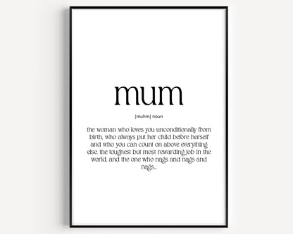 Mum Definition Print - Version 2 - Magic Posters