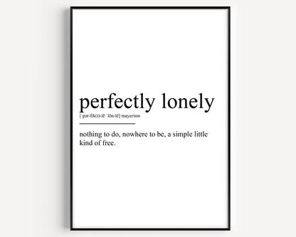 Perfectly Lonely Definition Print - Magic Posters