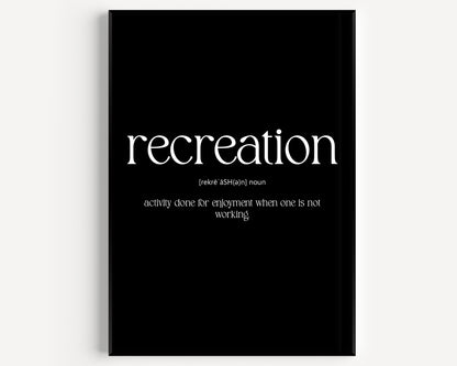 Recreation Definition Print - Magic Posters