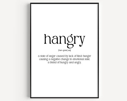 Hangry Definition Print - Magic Posters