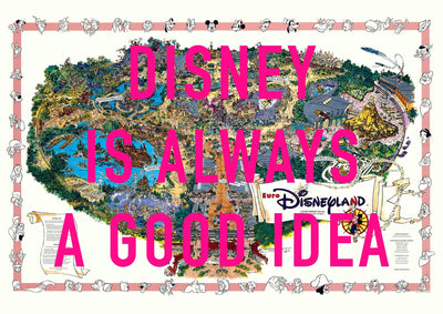 Disneyland Paris Retro Pop Art Theme Park Map Print