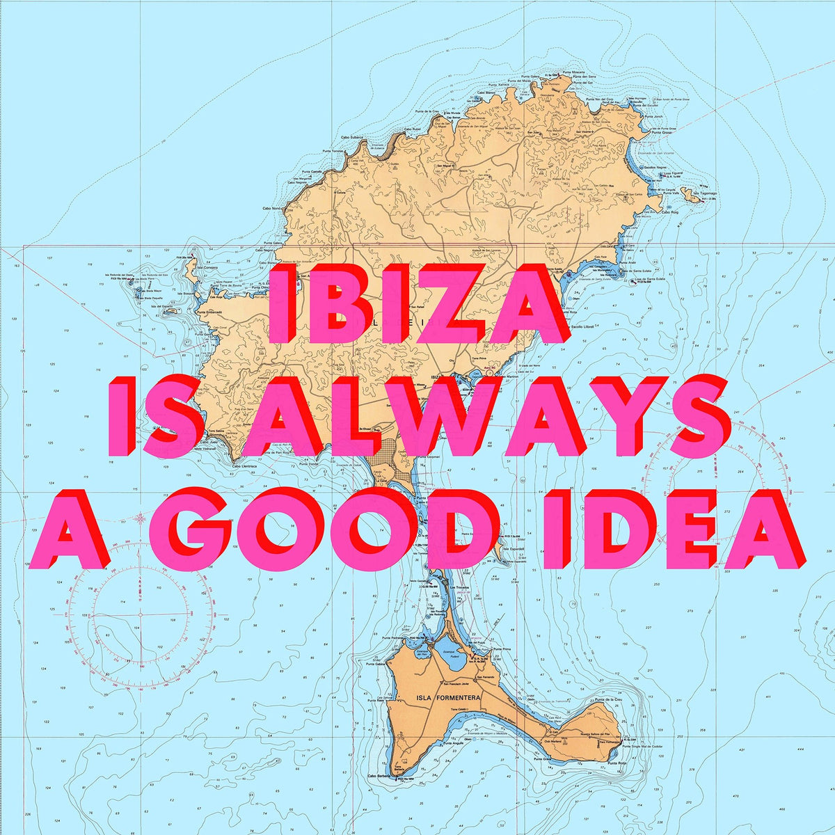 Ibiza Retro Pop Art Map Print