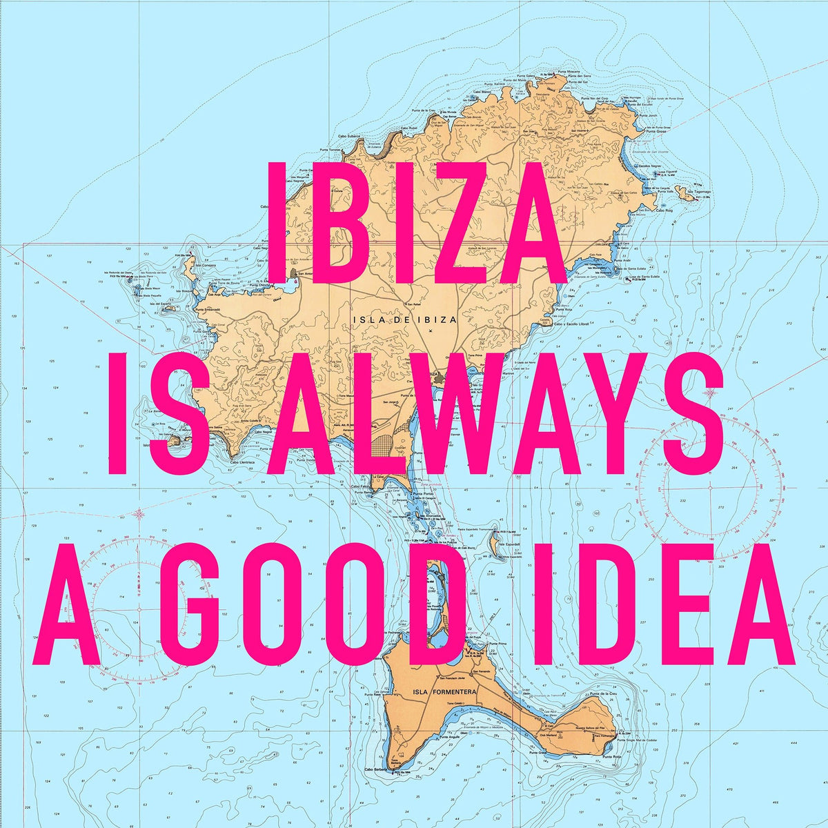 Ibiza Retro Pop Art Map Print