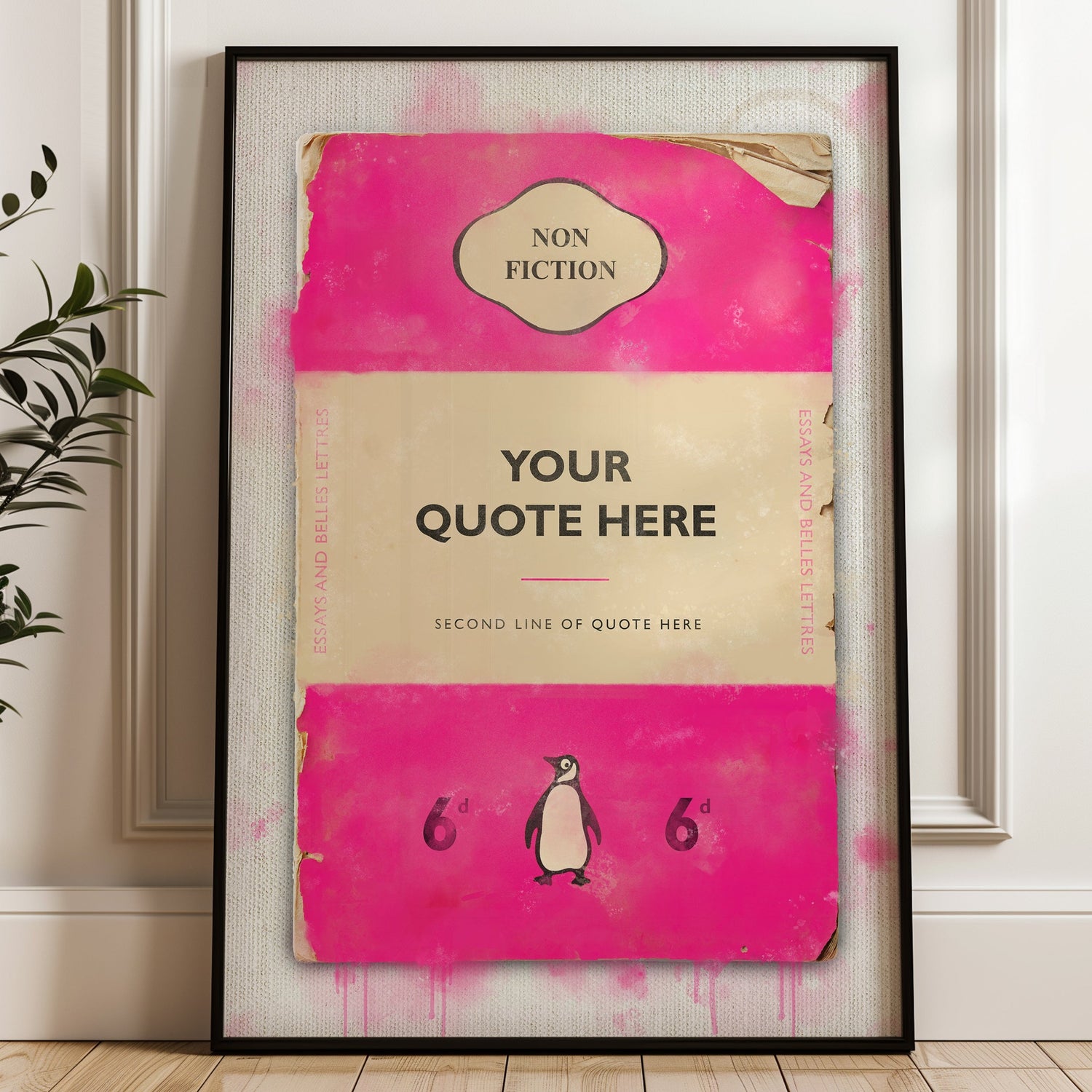 Personalised Penguin Book Cover Art Print (Pink) - Magic Posters