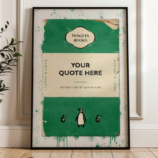 Personalised Penguin Book Cover Art Print (Green)