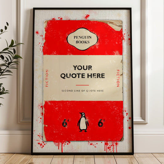Personalised Penguin Book Cover Art Print (Red)