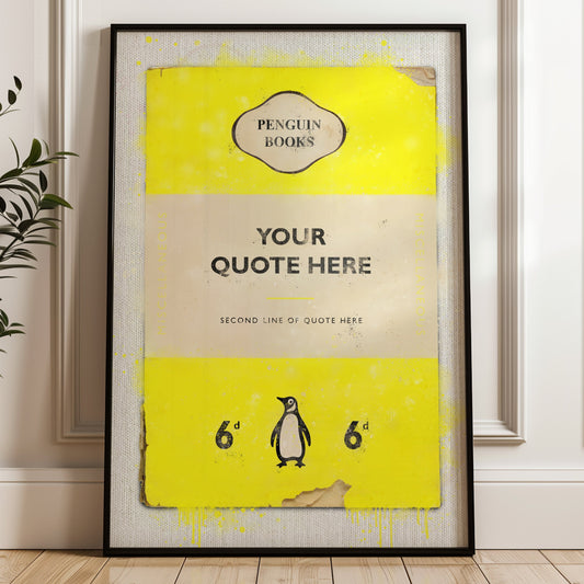 Personalised Penguin Book Cover Art Print (Yellow) - Magic Posters