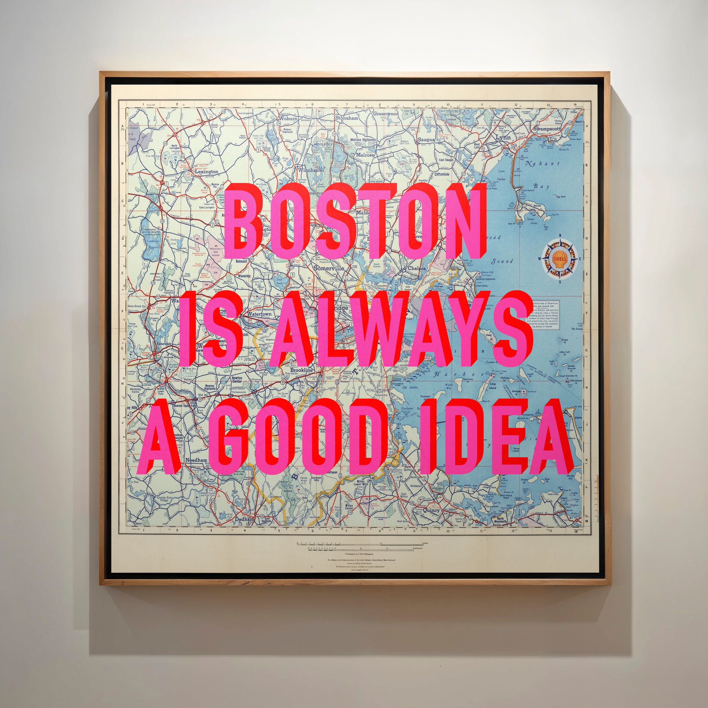 Boston Retro Pop Art Map Print (Square) - Magic Posters