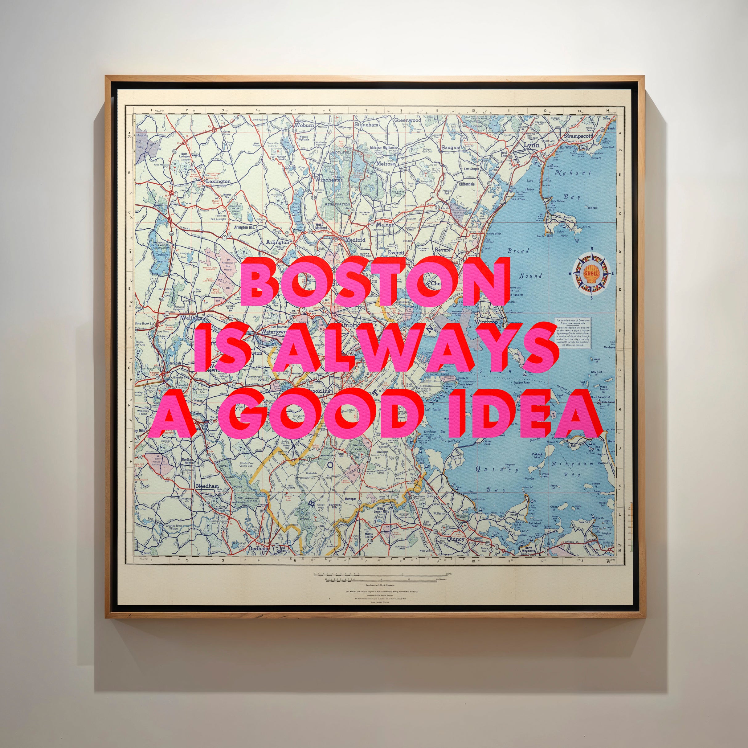 Boston Retro Pop Art Map Print (Square) - Magic Posters