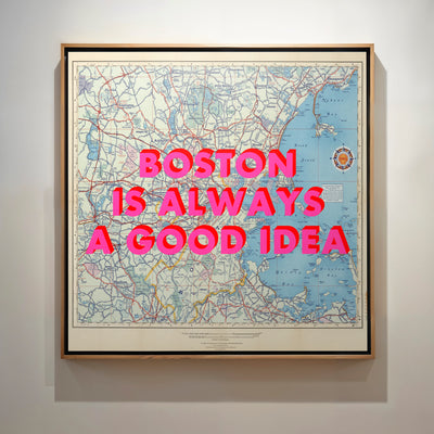 Boston Retro Pop Art Map Print (Square) - Magic Posters