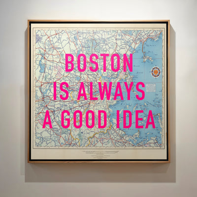 Boston Retro Pop Art Map Print (Square) - Magic Posters