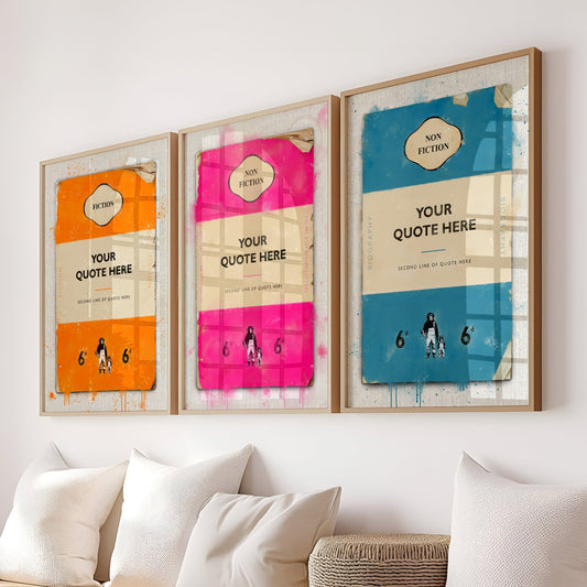 Personalised Book Cover Set Of 3 Art Prints