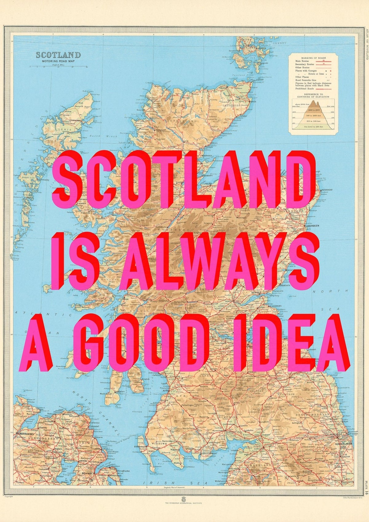 Scotland Retro Pop Art Map Print