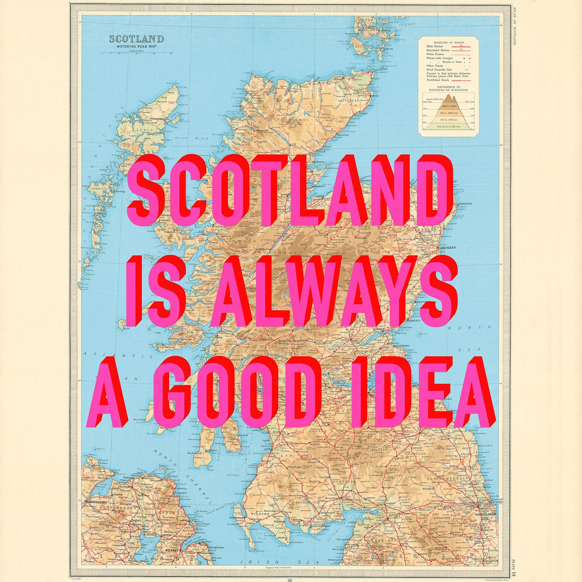 Scotland Retro Pop Art Map Print