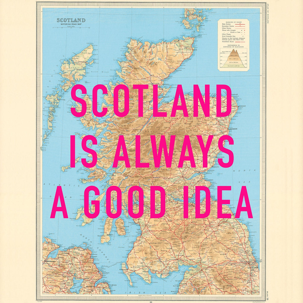 Scotland Retro Pop Art Map Print