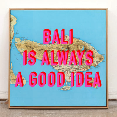 Bali Retro Pop Art Map Print (square)