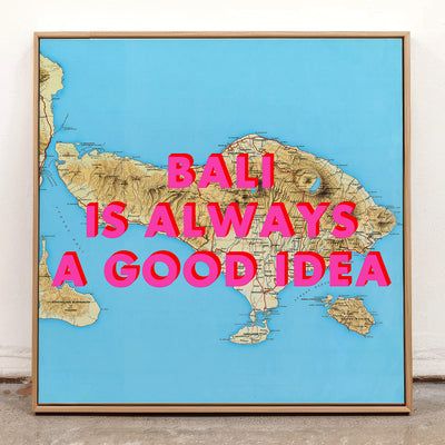 Bali Retro Pop Art Map Print (square)