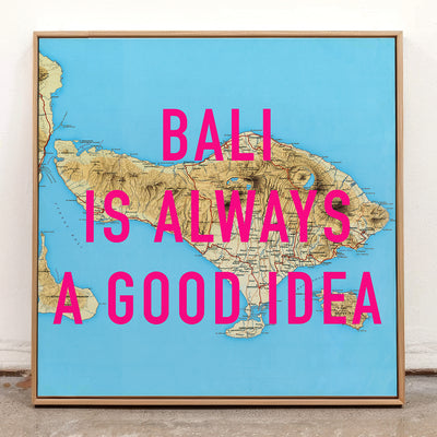 Bali Retro Pop Art Map Print (square)