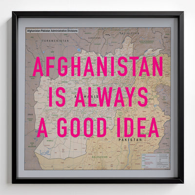 Afghanistan Retro Pop Art Map Print (square) - black frame mockup - Magic Posters