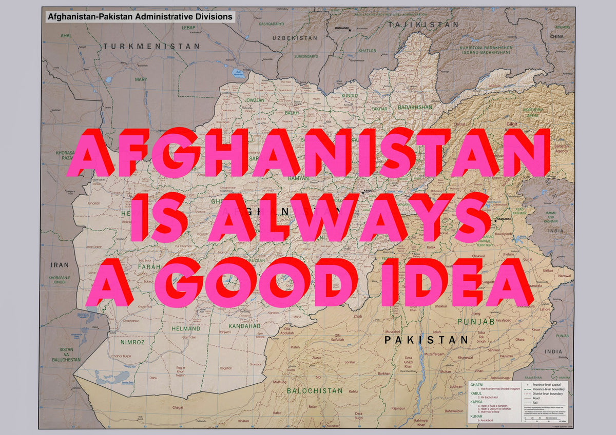 Afghanistan Retro Pop Art Map Print (landscape) - Magic Posters