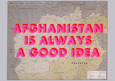 Afghanistan Retro Pop Art Map Print (landscape) - Magic Posters