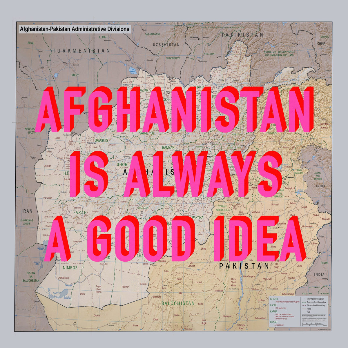 Afghanistan Retro Pop Art Map Print (square) - Magic Posters