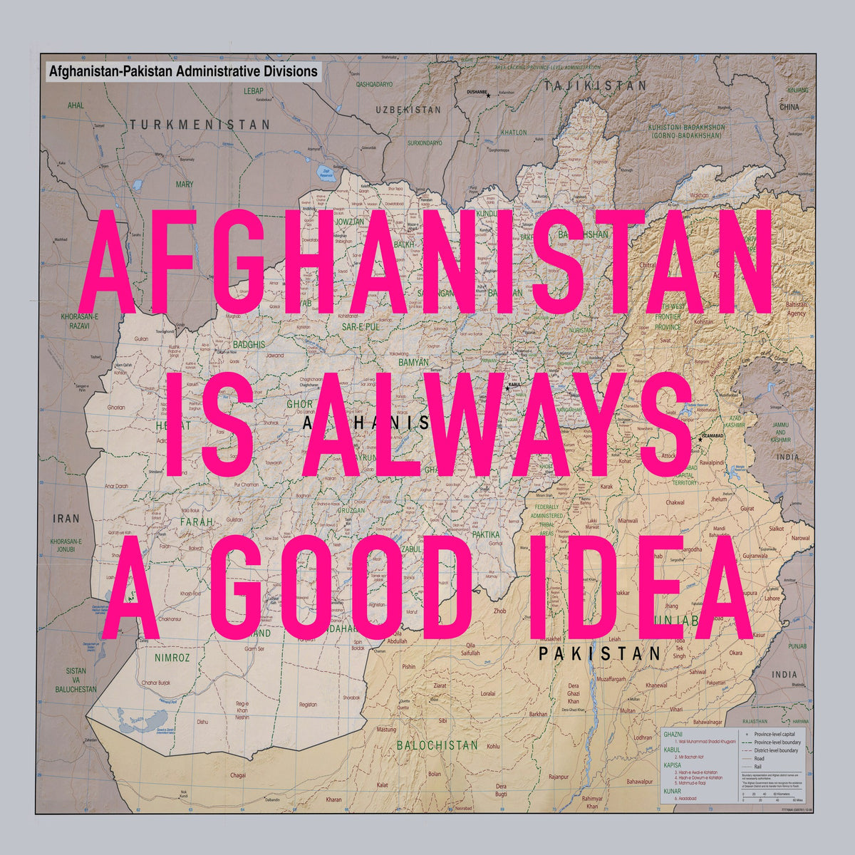 Afghanistan Retro Pop Art Map Print (square) - Magic Posters