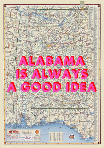 Alabama Retro Pop Art Map Print (portrait)