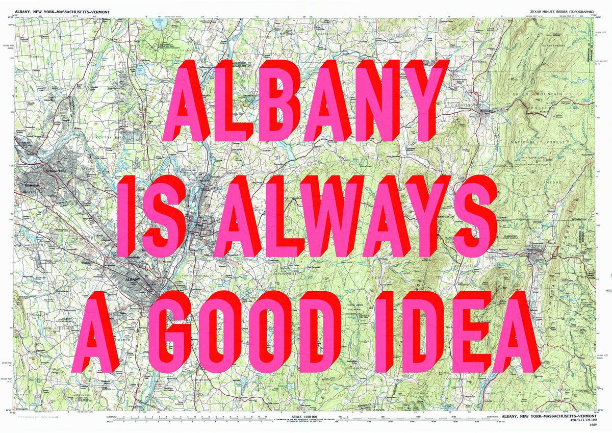 Albany Retro Pop Art Map Print (landscape) - Magic Posters